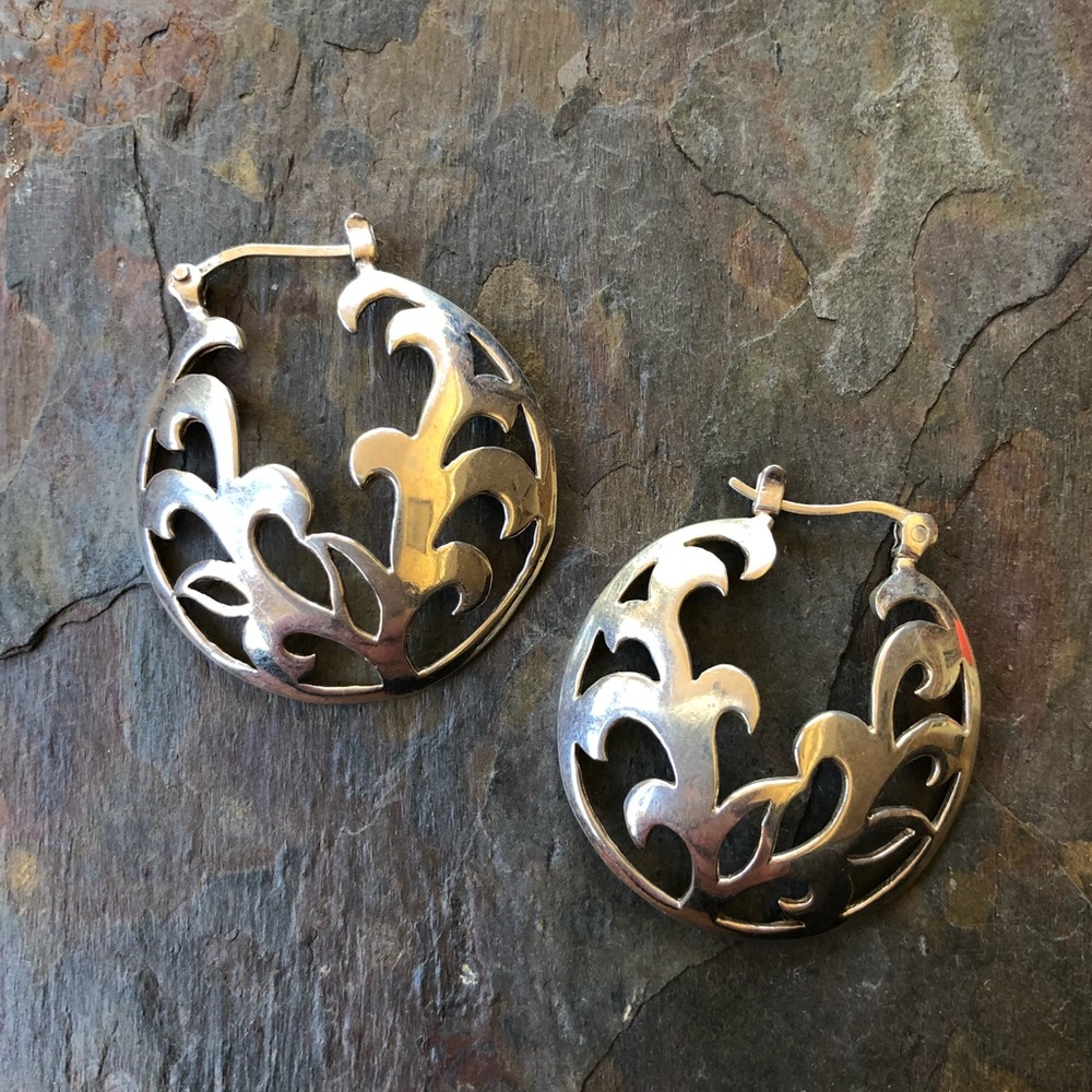 Super unique sterling hoop earrings!